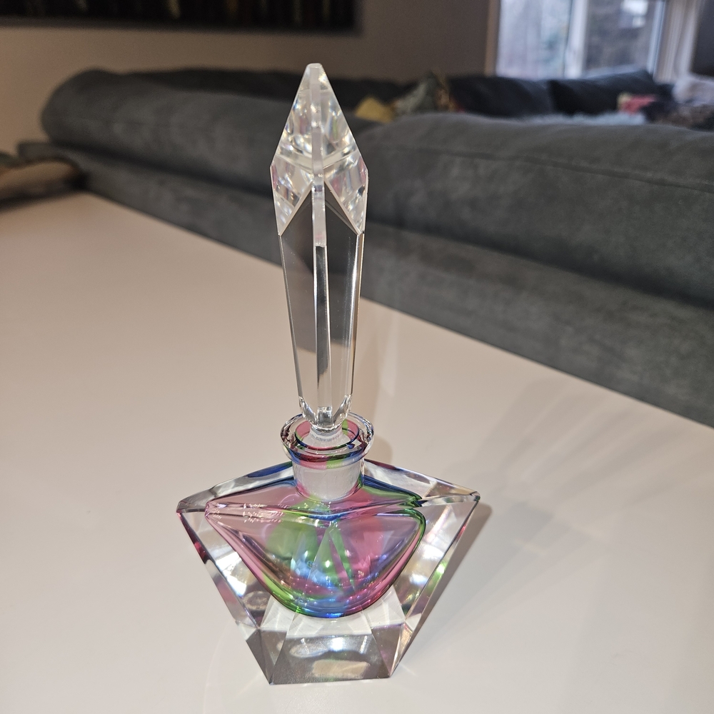 Vintage IMPERLUX "Rainbow" Hand Cut Crystal Perfume Bottle W/ Stopper W GERMANY